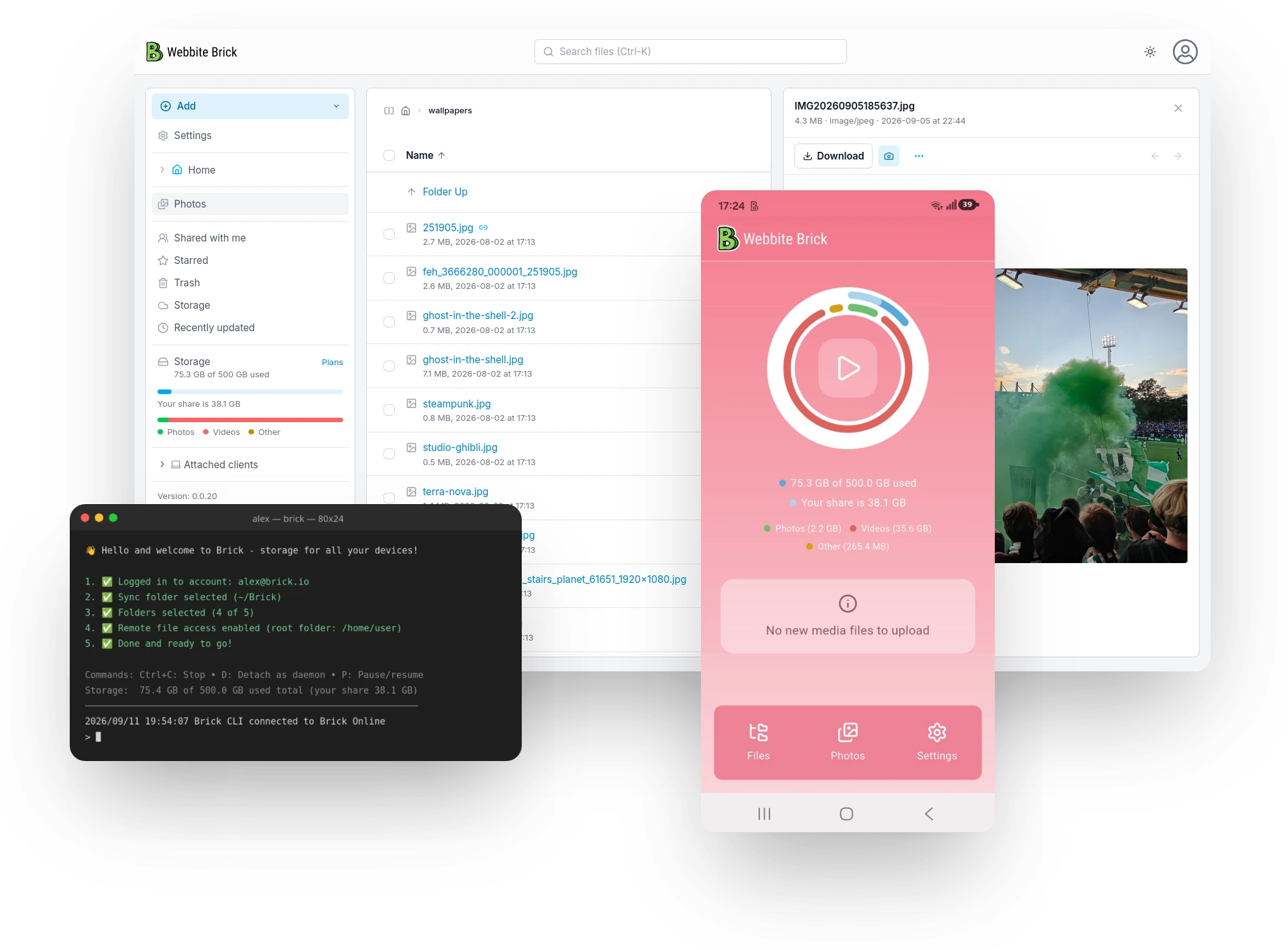 Webbite Brick across the browser, mobile and terminal